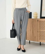 【イージーケア/洗える/ストレッチ】裏起毛美ラクるイージーストライプテーパードパンツ