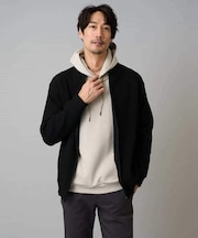 【洗濯機で洗える】ポリエステルリブニットジップアップカーディガン