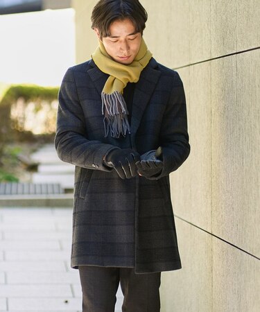 ウールライトビーバーチェックチェスターコート