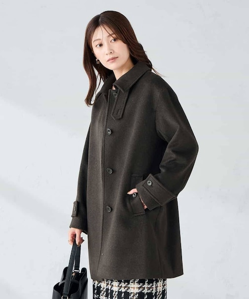 ステンカラーミディコート