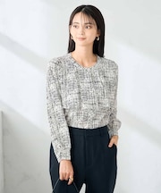 【洗える】プリントケープ風ブラウス