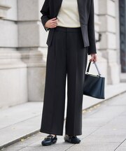 【洗える/イージーケア/ストレッチ】パウダーツイルワイドストレートパンツ