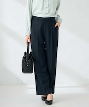 【洗える/イージーケア/ストレッチ】パウダーツイルワイドストレートパンツ