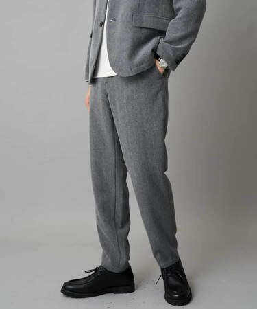 【雑誌MonoMax12月号掲載】LANATECヘリンボーンセミルーズパンツ【イージーケア/毛玉になりにくい/ストレッチ/洗濯機で洗える】