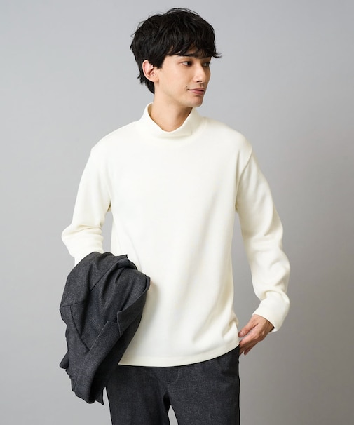 【イージーケア/ストレッチ】アゼダブルフェイスハイネックカットソー【洗濯機で洗える】