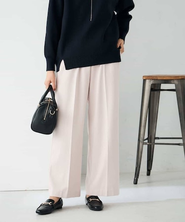 【イージーケア/洗える/ストレッチ】裏起毛美ラクるイージーワイドパンツ