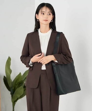 【洗える/イージーケア/ストレッチ】パウダーツイルVネックジャケット