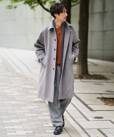 ワイドシルエットステンカラーコート