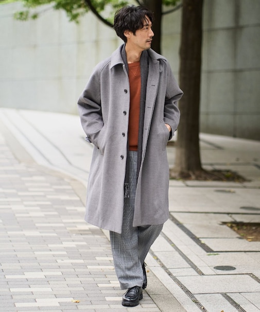 ワイドシルエットステンカラーコート