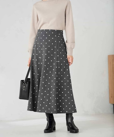 箔ドットフレアスカート