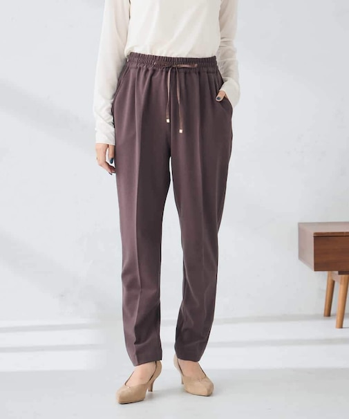 【イージーケア/洗える/ストレッチ】裏起毛美ラクるイージーテーパードパンツ