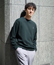 【イージーケア/毛玉になりにくい】アゼダブルフェイスワンポイント刺繍プルオーバー