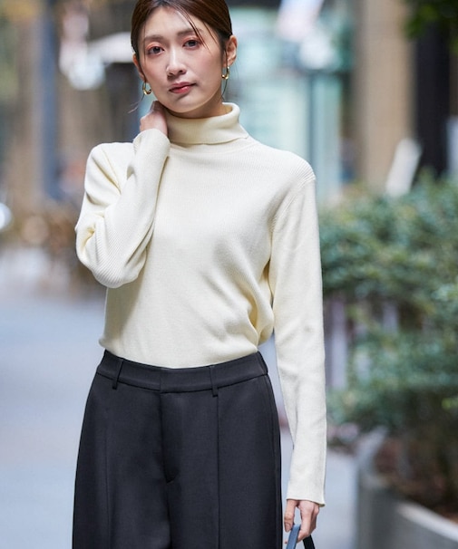 リブタートルニット