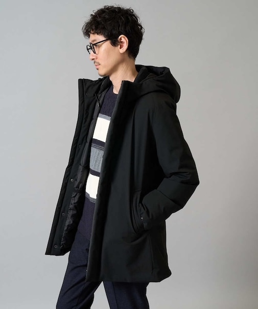 【雑誌MonoMax12月号掲載】ラミネートダウンフードコート【軽量/撥水】