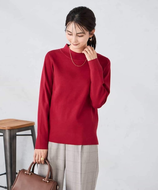 【洗える】プチハイネックニット