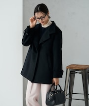 スタンドカラーミディコート