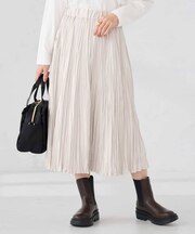 【洗える】フェイクスエードランダムプリーツスカート