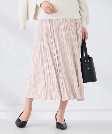 【洗える】フェイクスエードランダムプリーツスカート