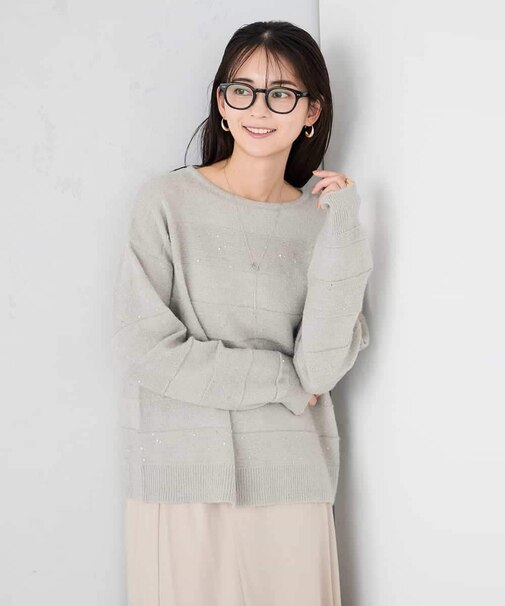 スパンコールボーダーニット