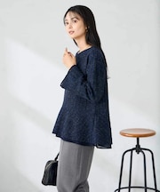 ツイードペプラムトップス