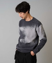 【洗濯機で洗える】モールジャカードボカシ柄ニット