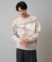 【洗濯機で洗える】モールジャカードボカシ柄ニット