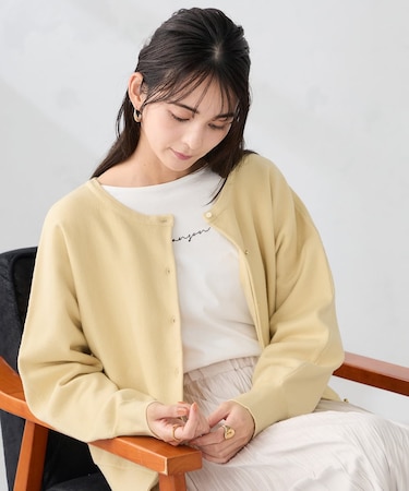 【2WAY】クルーネッククロップドカーディガン