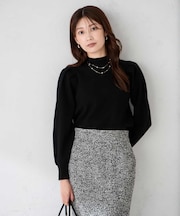 プチハイネックショルダータックニット