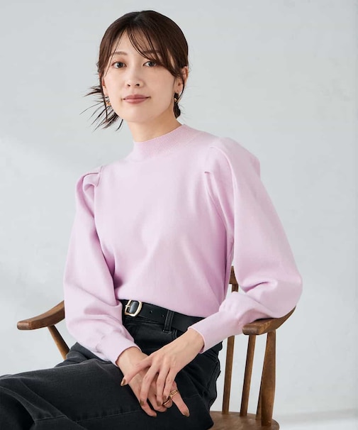 プチハイネックショルダータックニット