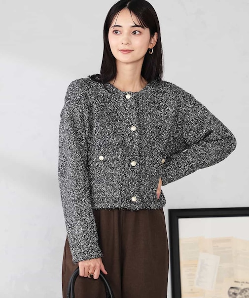 ツイードニットジャケット