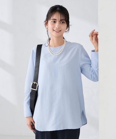 ノーカラーカフスブラウス