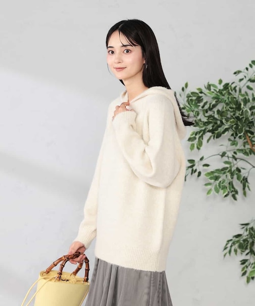 ヘアリーニットフーディー