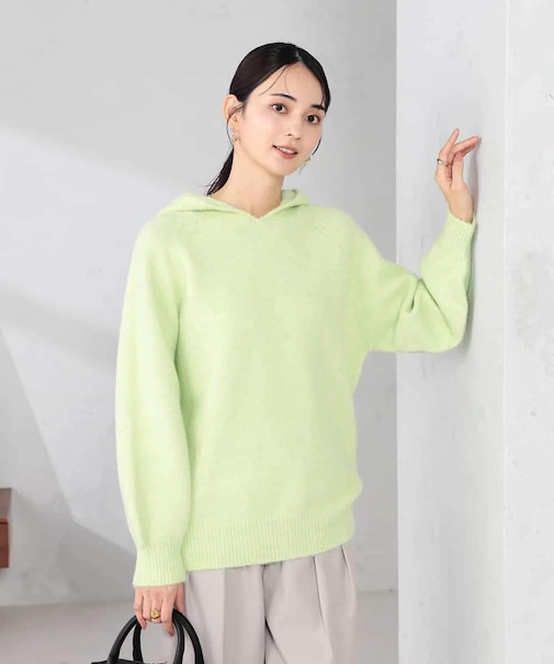 ヘアリーニットフーディー