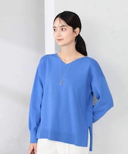 サイドリブVネックニット