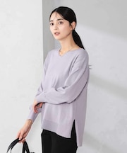 サイドリブVネックニット