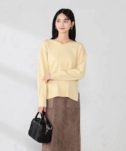 サイドリブVネックニット