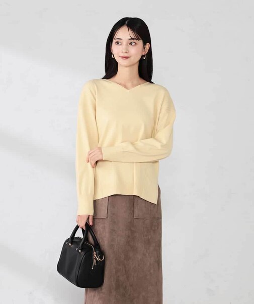 サイドリブVネックニット