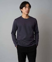 【イージーケア/毛玉になりにくい】バスケットジャカードクルーネックスマートTシャツ【洗濯機で洗える】<ON/OFF SERIES>