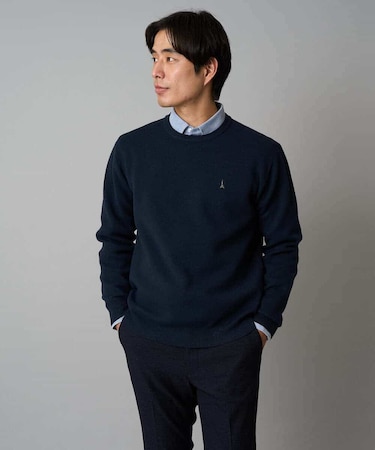 【洗濯機で洗える】ジャカードクルーネックニット