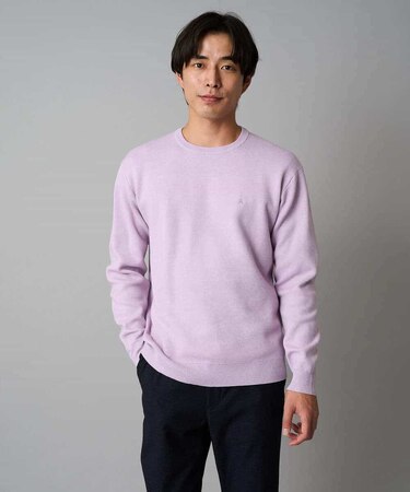 【洗濯機で洗える】ジャカードクルーネックニット