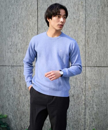 【洗濯機で洗える】ジャカードクルーネックニット