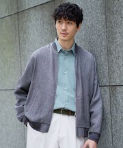 【洗濯機で洗える】ヘリンボーンシアーリブブルゾン