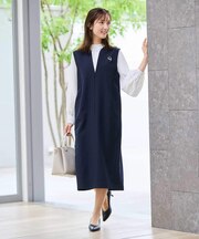 【洗える/ストレッチ】ダブルクロスジャンパードレス