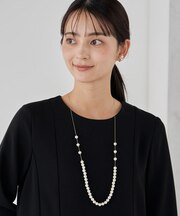 パール調チェーンロングネックレス