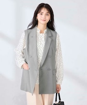 【洗える/UVカット】リネンライクストレッチダブルジレジャケット