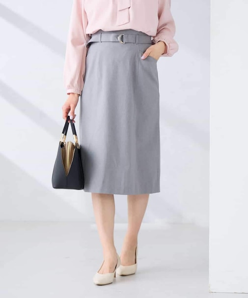 【洗える/UVカット】リネンライクストレッチタイトスカート