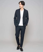 【スマート/イージーケア/洗濯機で洗える/毛玉になりにくい/ストレッチ】グレンチェックストレッチスマートジャケット