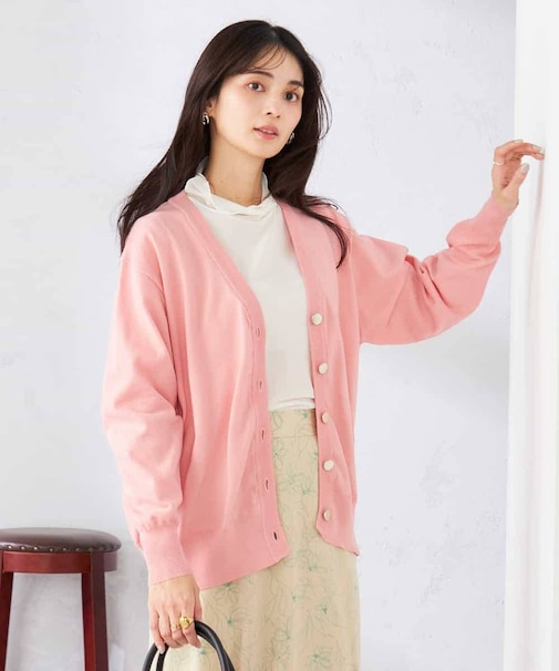 スウェットライクVネックカーディガン