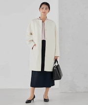 ジャガードノーカラーコート