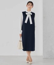 ツイードボウタイワンピース